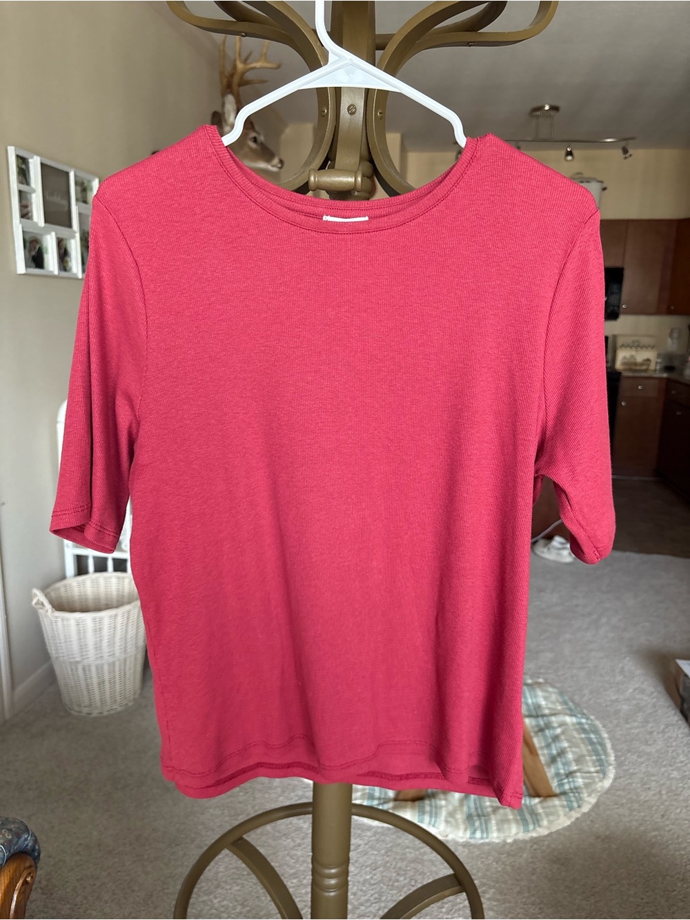 Nicole Miller Short Sleeve Crewneck Top - Raspberry
